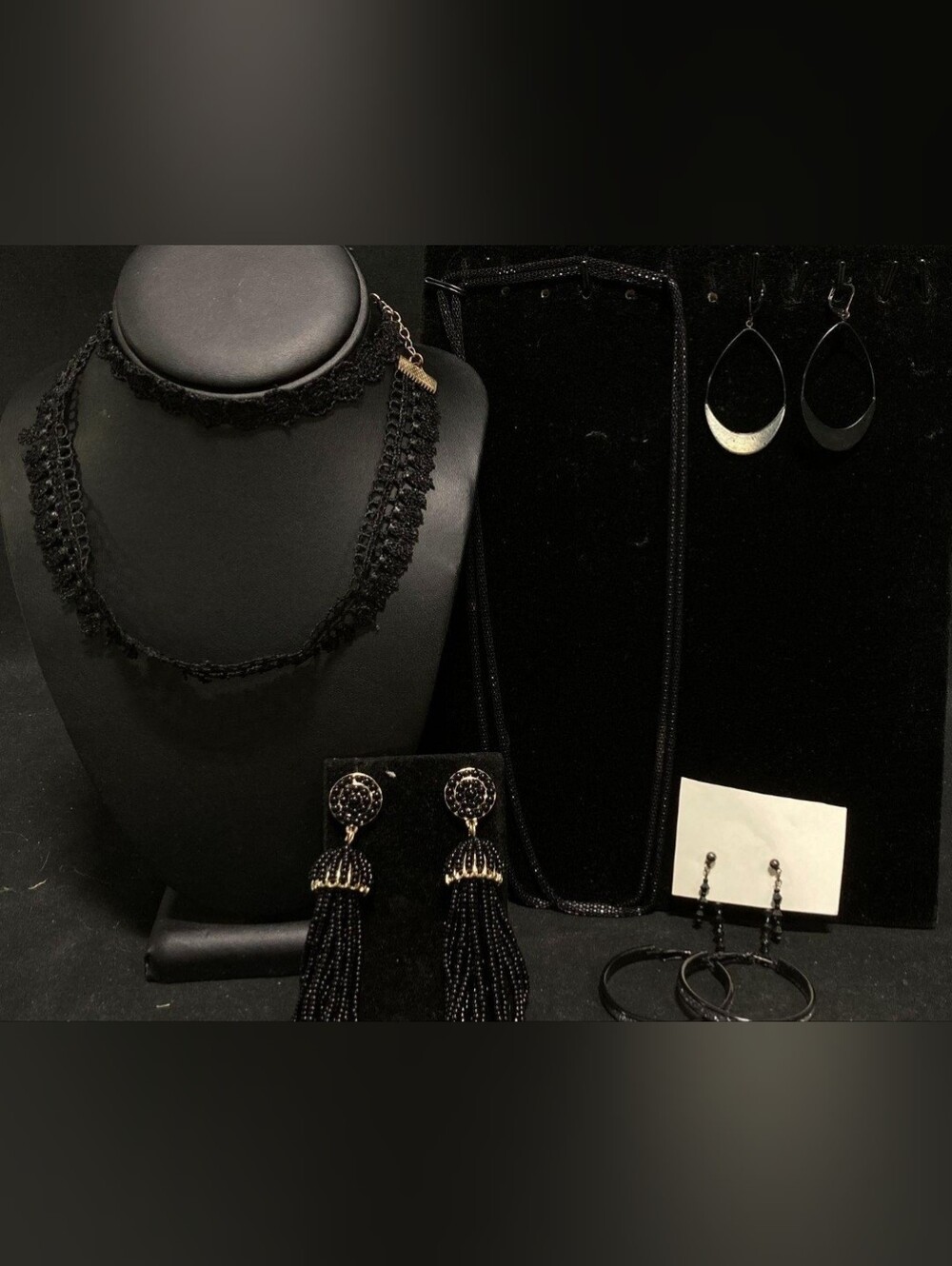 7PC Black Statement Jewelry Lot – Necklaces & Earrings